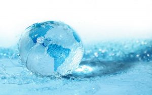 Glass globe in water